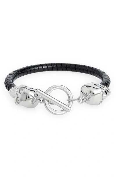 Alexander Mcqueen Skull Leather Bracelet - 黑色 In Schwarz