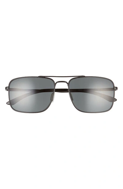 Smith Outcome 59mm Polarized Aviator Sunglasses In Matte Black/ Polarized Gray