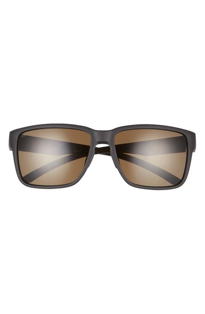 Smith Emerge 60mm Polarized Rectangle Sunglasses In Matte Black/ Grey Green