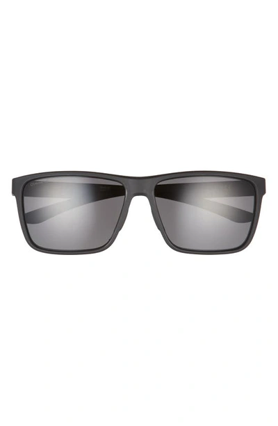 Smith Riptide 61mm Polarized Sport Square Sunglasses In Matte Black/ Black