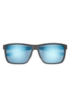 Smith Riptide 61mm Polarized Sport Square Sunglasses In Matte Black/ Blue Mirror