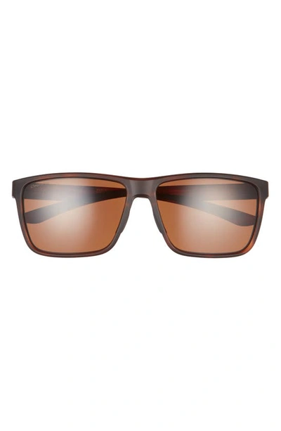 Smith Riptide 61mm Polarized Sport Square Sunglasses In Matte Tortoise/ Brown