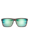 Smith Riptide 61mm Polarized Sport Square Sunglasses In Matte Tortoise/ Green Mirror