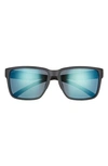 Smith Emerge 60mm Polarized Rectangle Sunglasses In Matte Black/ Blue Mirror