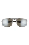 Smith Outcome 59mm Polarized Aviator Sunglasses In Matte Silver/ Platinum Mirror