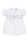 CARRIAGE BOUTIQUE SMOCKED INSET CHRISTENING GOWN & BONNET SET,74114