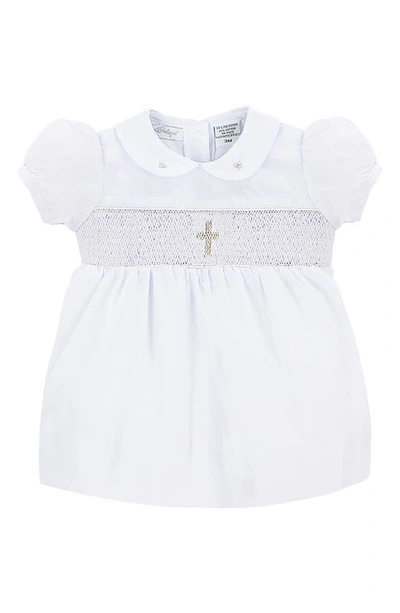 Carriage Boutique Babies' Smocked Inset Christening Gown & Bonnet Set In White