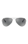 Ray Ban Junior 50mm Mirrored Aviator Sunglasses In Grey Silver Mirror