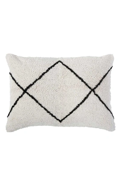 Pom Pom At Home Big Geo Pattern Plush Accent Pillow In Ivory/ Charcoal