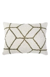 Pom Pom At Home Big Geo Pattern Plush Accent Pillow In Ivory/ Moss