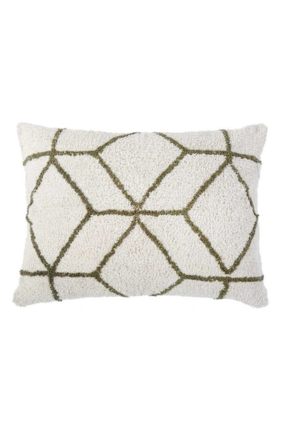 Pom Pom At Home Big Geo Pattern Plush Accent Pillow In Ivory/ Moss
