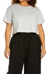 Open Edit Boxy Crop Top In Grey Light Heather
