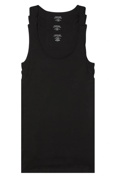 Calvin Klein Men's Big & Tall Cotton Classics Tank 3 Pack In Black