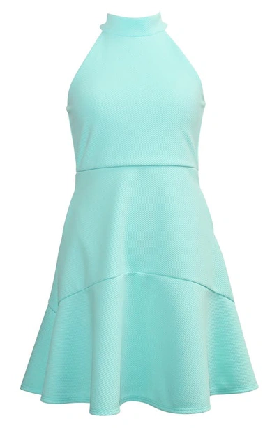 Ava & Yelly Kids' Halter Neck Fit & Flare Dress In Mint