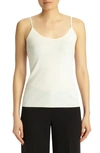 Lafayette 148 Mesh Jersey V-neck Tank In White