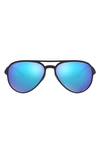 Ray Ban 58mm Chromance Polarized Aviator Sunglasses In Matte Black/ Blue Mirror