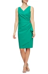 Alex Evenings Side Ruched Cocktail Dress In Jade