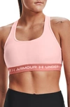 Under Armour Heatgear(r) Mid Cross Back Sports Bra In Beta Tint / Stardust Pink