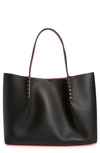 Christian Louboutin Black Grained Leather Small Cabarock Tote Bag In Black