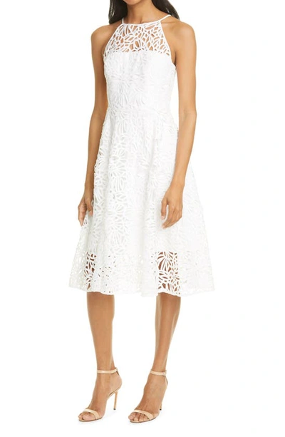 Milly Alessia Sleeveless Embroidered Lace Dress In White