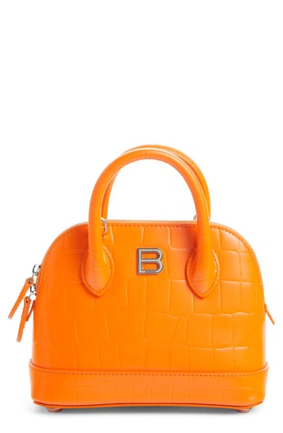 Balenciaga Extra Extra Small Ville Croc Embossed Leather Satchel In Orange