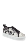 Fendi Hortensia Floral Logo Low Top Sneaker In Gray