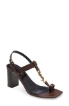 Saint Laurent Cassandra 75mm Ysl Slingback High-heel Sandals In Brown