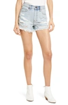 HIDDEN JEANS HIDDEN JEANS NONSTRETCH DISTRESSED HIGH WAIST DENIM CUTOFF SHORTS,HD4981-LT