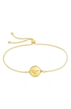 Sterling Forever Sterling Silver Aquarius Constellation Disk Bolo Bracelet In Gold- Capricorn