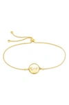 Sterling Forever Sterling Silver Aquarius Constellation Disk Bolo Bracelet In Gold- Scorpio