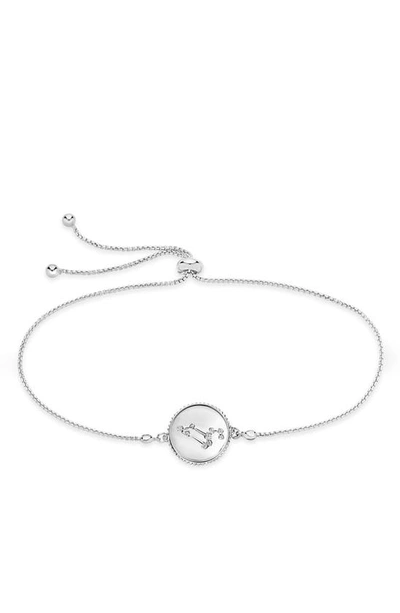 Sterling Forever Sterling Silver Aquarius Constellation Disk Bolo Bracelet In Silver- Leo