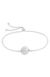 Sterling Forever Sterling Silver Aquarius Constellation Disk Bolo Bracelet In Silver- Sagittarius