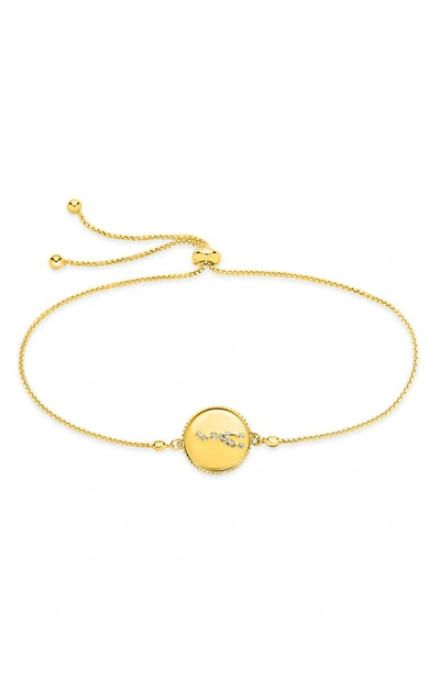 Sterling Forever Sterling Silver Aquarius Constellation Disk Bolo Bracelet In Gold- Taurus
