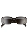 Prada Runway 49mm Rectangle Sunglasses In Black/ Dark Grey