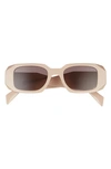 Prada Runway 49mm Rectangle Sunglasses In Beige