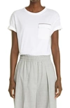 Brunello Cucinelli Bead-embellished Chest-pocket T-shirt In White