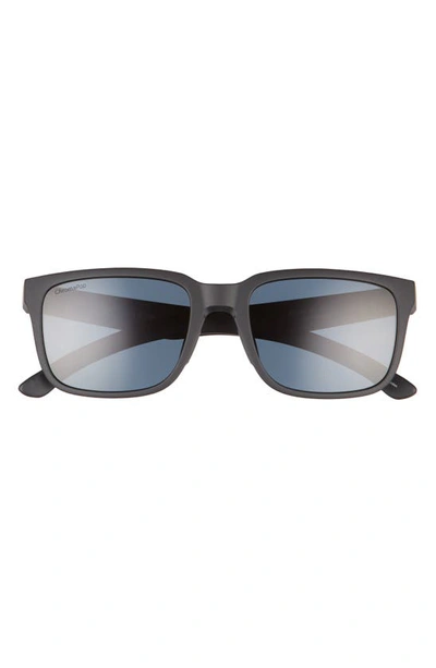 Smith Headliner 55mm Polarized Rectangle Sunglasses In Matte Black/ Chromapop Black