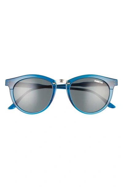 Smith Questa 50mm Polarized Round Sunglasses In Cool Blue/ Polarized Gray