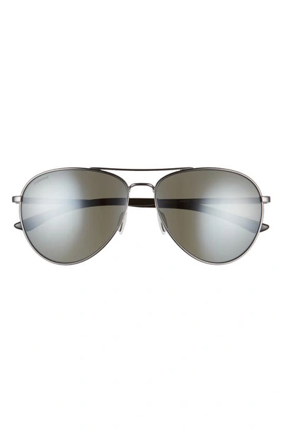 Smith Layback 60mm Polarized Aviator Sunglasses In Dark Ruth/ Platinum Mirror
