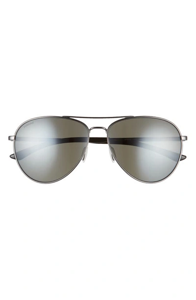 Smith Layback 60mm Polarized Aviator Sunglasses In Matte Dark Ruth/ Gray Green