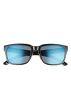 Smith Headliner 55mm Polarized Rectangle Sunglasses In Black/ Blue Mirror