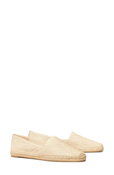 Tory Burch T Monogram Espadrille Flat In New Cream Leather