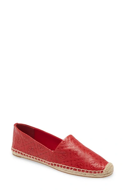 Tory Burch T-monogram Espadrille Flat In Red Leather