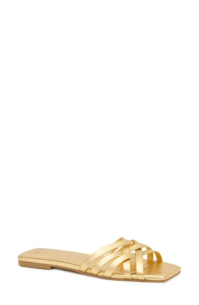 Marc Fisher Varro Slide Sandal In Gold Leather
