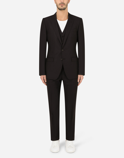 Dolce & Gabbana Wool And Silk Martini-fit Suit In Beige