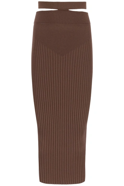 Adamo Ribbed Midi Skirt In Nude 3