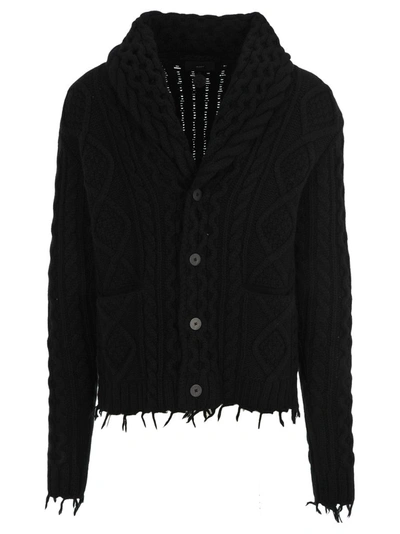 Alanui Cable Knit Cardigan In Black
