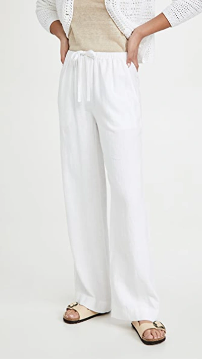 Vince Cropped Ribbed Cotton-jersey Wide-leg Pants In Off White