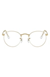 Ray Ban Ray-bay 47mm Round Optical Glasses In Shiny Brwn