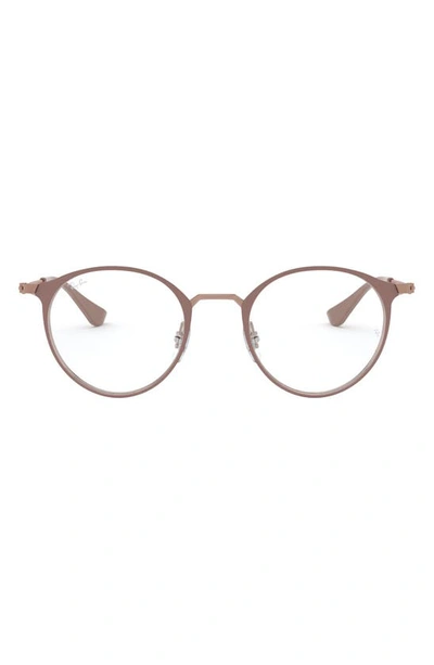 Ray Ban 49mm Optical Glasses In Gold Brown